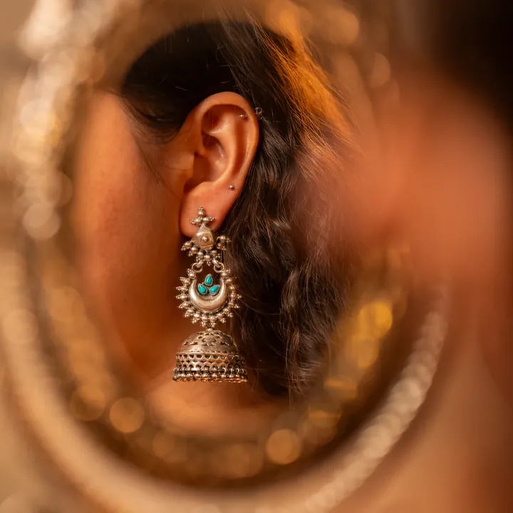 Silver jhumka earring
