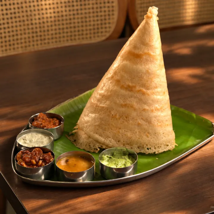 Ghee roast dosa with chutneys