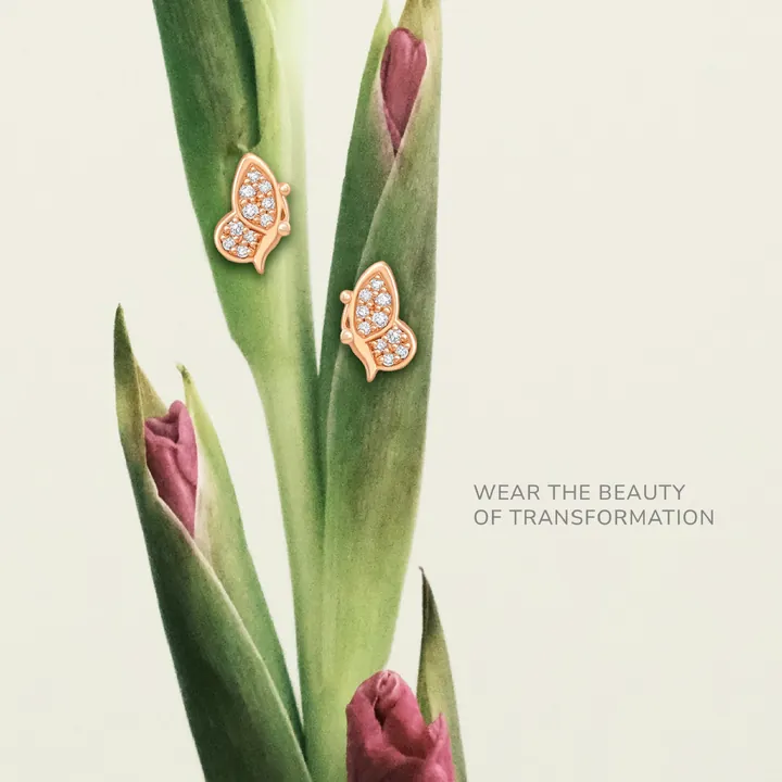 Butterfly stud earrings campaign